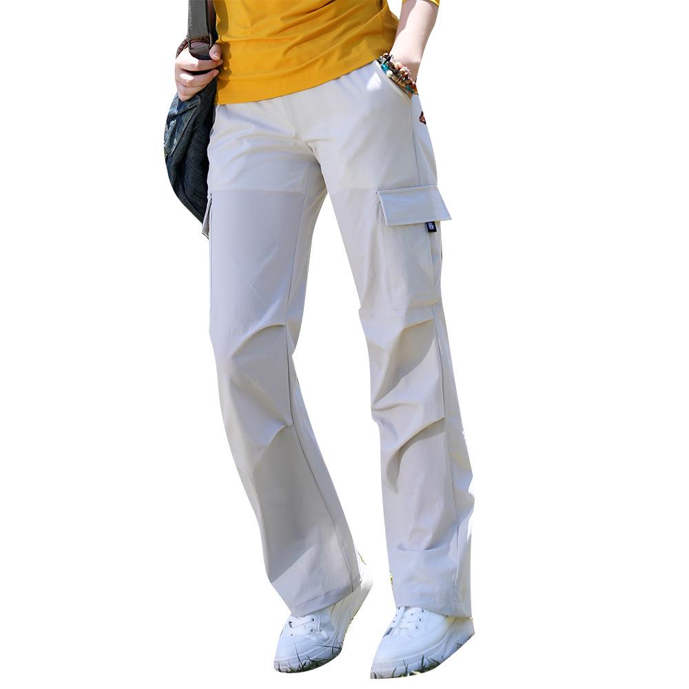 Dámské lehké rychleschnoucí cargo kalhoty: Prodyšné, vícekapsové, s manžetami, outdoorové sportovní kalhoty