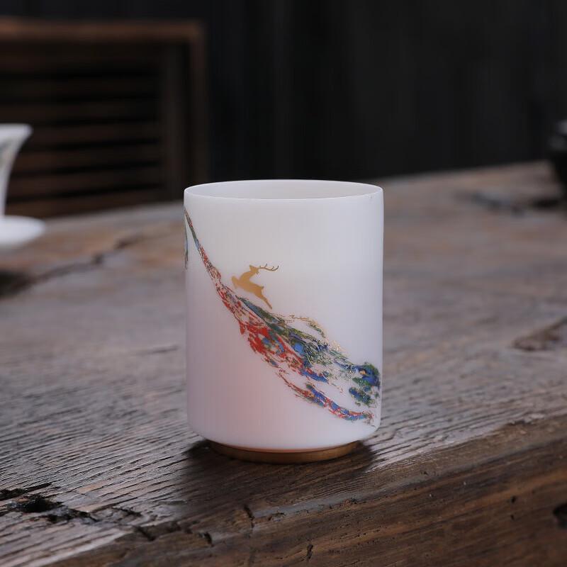 Dehua Mutton-Fat Jade Ceramic Teacup - Auspicious Crane