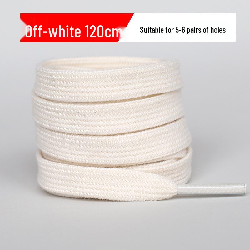 Mångsidiga platta bomullssnören för canvas-skor med snäcktå - Finns i ren vit, off-white och svart för män och kvinnor