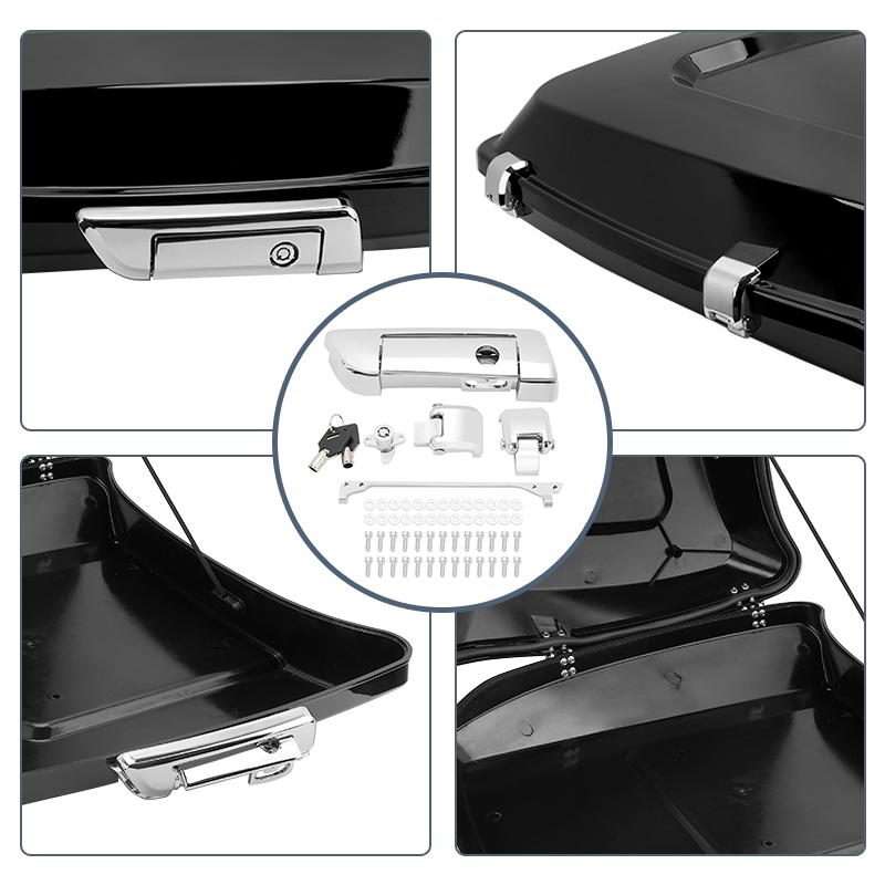 Motorcycle Chrome Pack Trunk Lid Latch Lock Key Hardware Kits For Harley Touring Road Glide Electra Glide Road King 2014-up