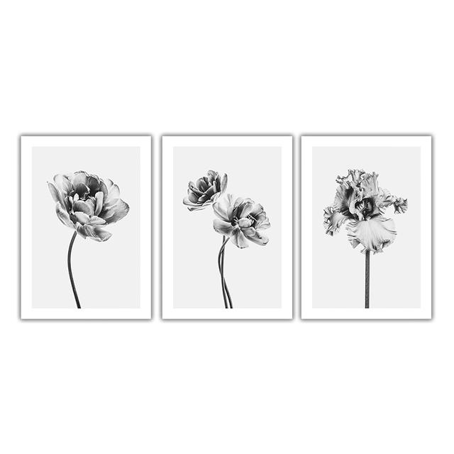Wall Art Canvas Painting Bloom Peony Black White Flower Nordic Minimalist Posters And Prints Wall Pictures for Living Room Decor