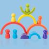 12Pcs Wooden Rainbow Stacking Blocks Fun Building Nesting Toys For Kids Boys