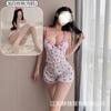 Crispy Cherry Floral Can Be Worn Outside, Sexy Suit, Free Suspender V-neck Plus Chest Pad Pajamas, Comfortable Home