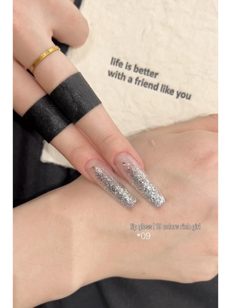 Rich Girl 10-Color Glitter Gel Nail Polish: Gold & Silver Ice Transparent Diamond Shine
