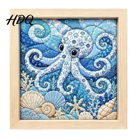 Japanese Fabric Craft No-Sew Art Kit DIY Mosaic Kits for Adults Beginners Quilted Wall Intricate with Frame & Tools Kits Gifts Housewarming