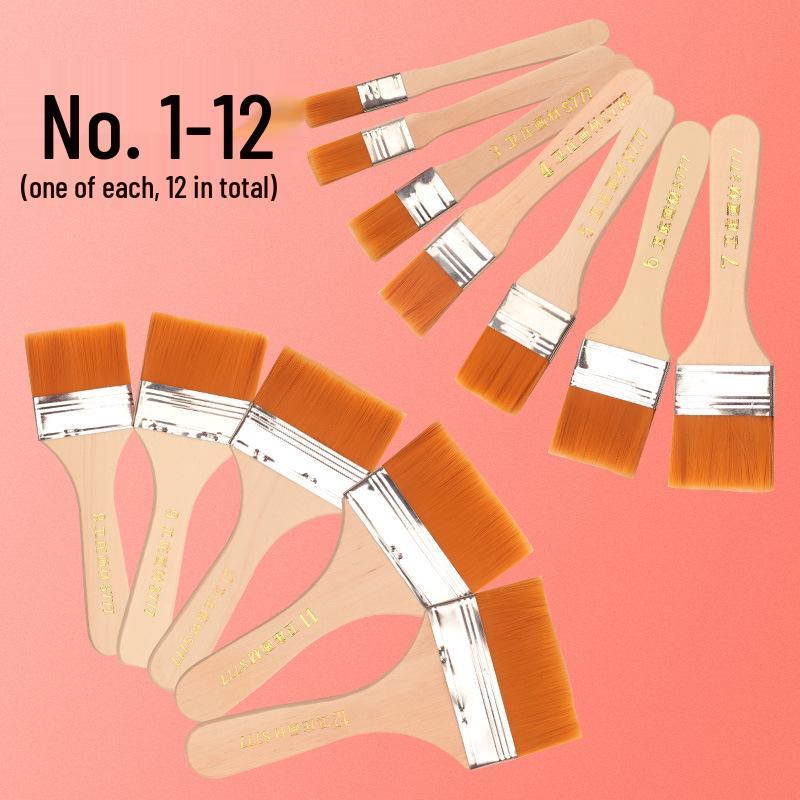 Nylon Bristle Board Brush Set - Large, Medium, Small Sizes for Kids' Oil Painting and Art Use