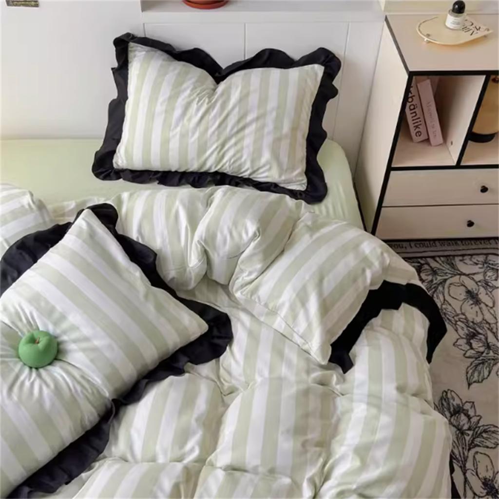 French Girl  New Pure Cotton Bed Set Four-piece Set All-cotton Four-season Universal Quilt Cover Three-piece Bedding Set