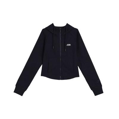 Lifestyle Series Hooded Solid Color Zipper Long Sleeve Knit Top Women Tops Legendary-Blue 962438706-3