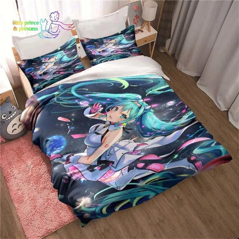 Set de lenjerie de pat Anime Kawaii Japonez Miku Single Twin Full Queen King Size Set de pat Aldult Copil Dormitor Imprimeu 3D