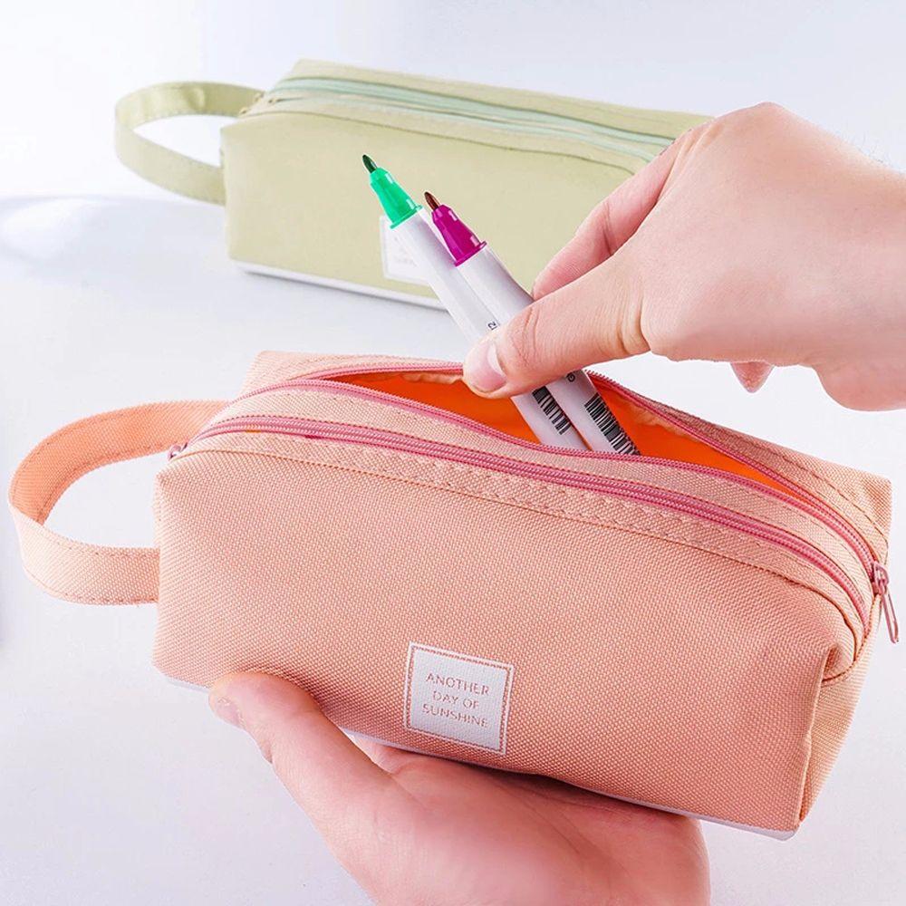 Student School Stationery Big High Capacity Candy color Pencil Case Pen Bag Double layer Pen Case