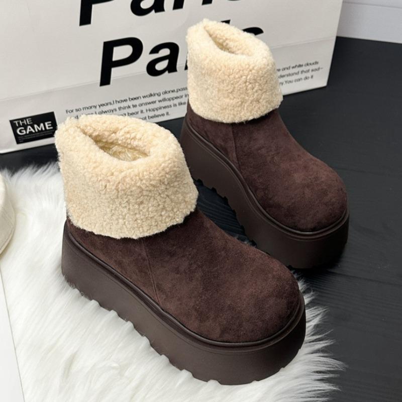 Women Platform Snow Short Boots Fashion Plush Shoes 2025 Designer Suede Ankle Boots Winter New Trends Cozy Shoes Dress Zapatos