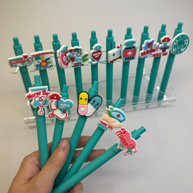 6/10 Stück Krankenakte Stifte Krankenschwester Arzt Schreibgelstifte Tag der Krankenschwester Geschenk Student Einziehbarer Kugelschreiber