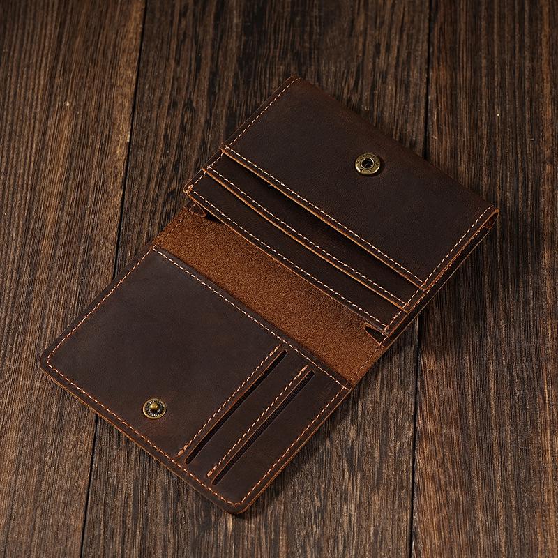 

Винтажный держатель для карт из кожи Crazy Horse | Настоящая коровья кожа, зажим для визитных и кредитных карт кофейный