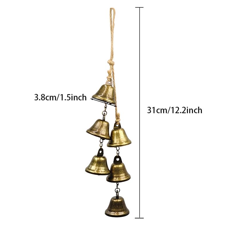 Vintage Brass Hanging Bells With Rustic Retro Design And Melodic Chime Perfect For Home Wall Decor Patio Garden Door Decoration