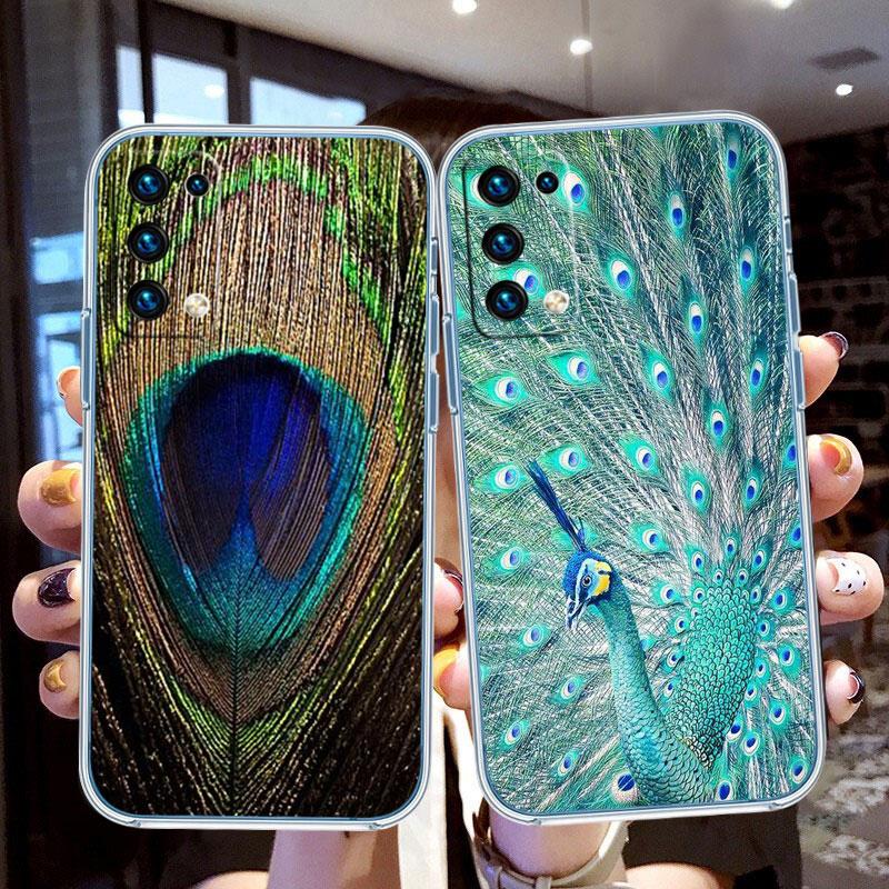 IK53 Peacock feather Transparent Phone Case for Samsung Galaxy A04 A04S A14 A23 A34 A54 M23 M33 M52 M53