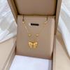 Clip Bead Chain Bow Furnace Real Gold Necklace Women'S Collarbone Chain With Jewelry
