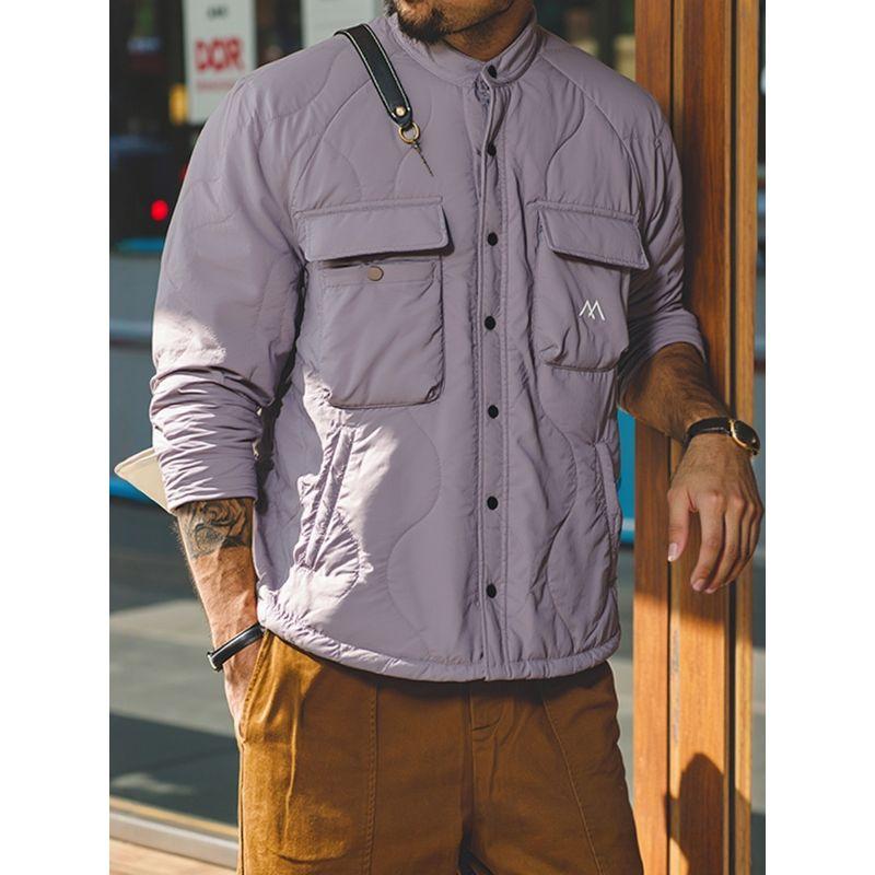Outdoor Mountain-Style Functional Stand-Collar Padded Work Shirt Jacket for Men, Winter Cotton-Padded Jacket, Foreign Trade Men's Cotton Clothing
