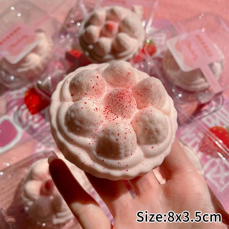 Simulation Strawberry Cake Squishy Sensory Fidget Toy Slow Rising Cream Souffle Ball Stress Relief Squeeze Decompression Toy