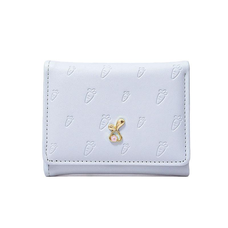 

ПВХ Мультяшный Кролик Кошельки Портативный Тройного Сложения Картхолдер Сумка для Хранения Женский Короткий ПУ Кошелек Девочки синий