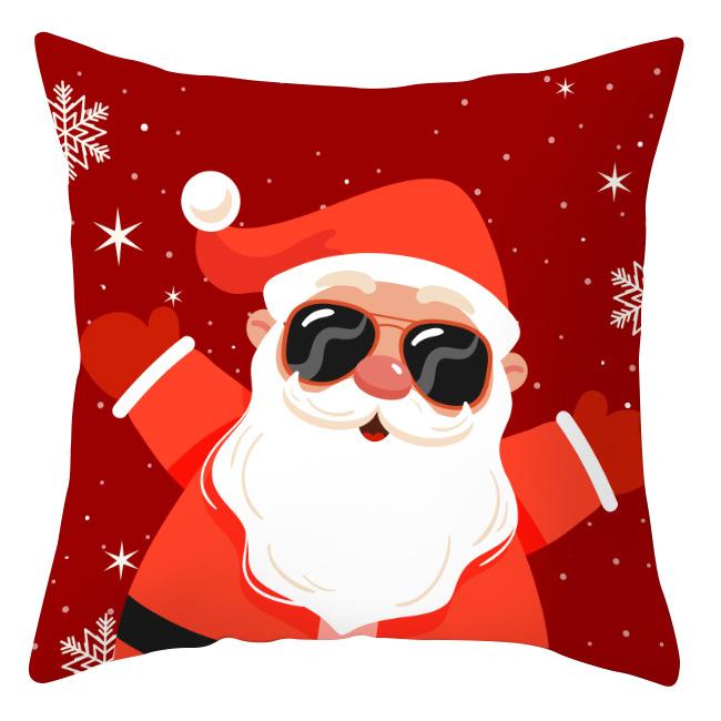 

Christmas Pillowcase Home Santa Claus Print Peach Skin Pillowcase New Cushion 45 * 45Cm without pillow core