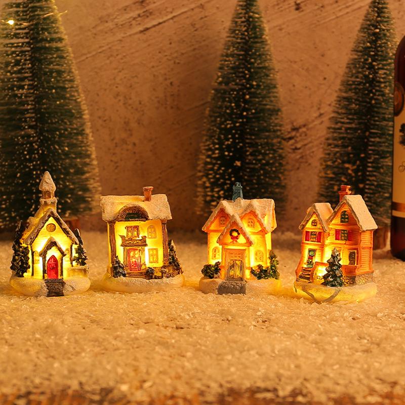 Dekorationen Dorfhaus Dekor Weihnachten Laterne Dekoration Harzhaus Sammlerstücke Gebäude Figur Mit LED-Licht