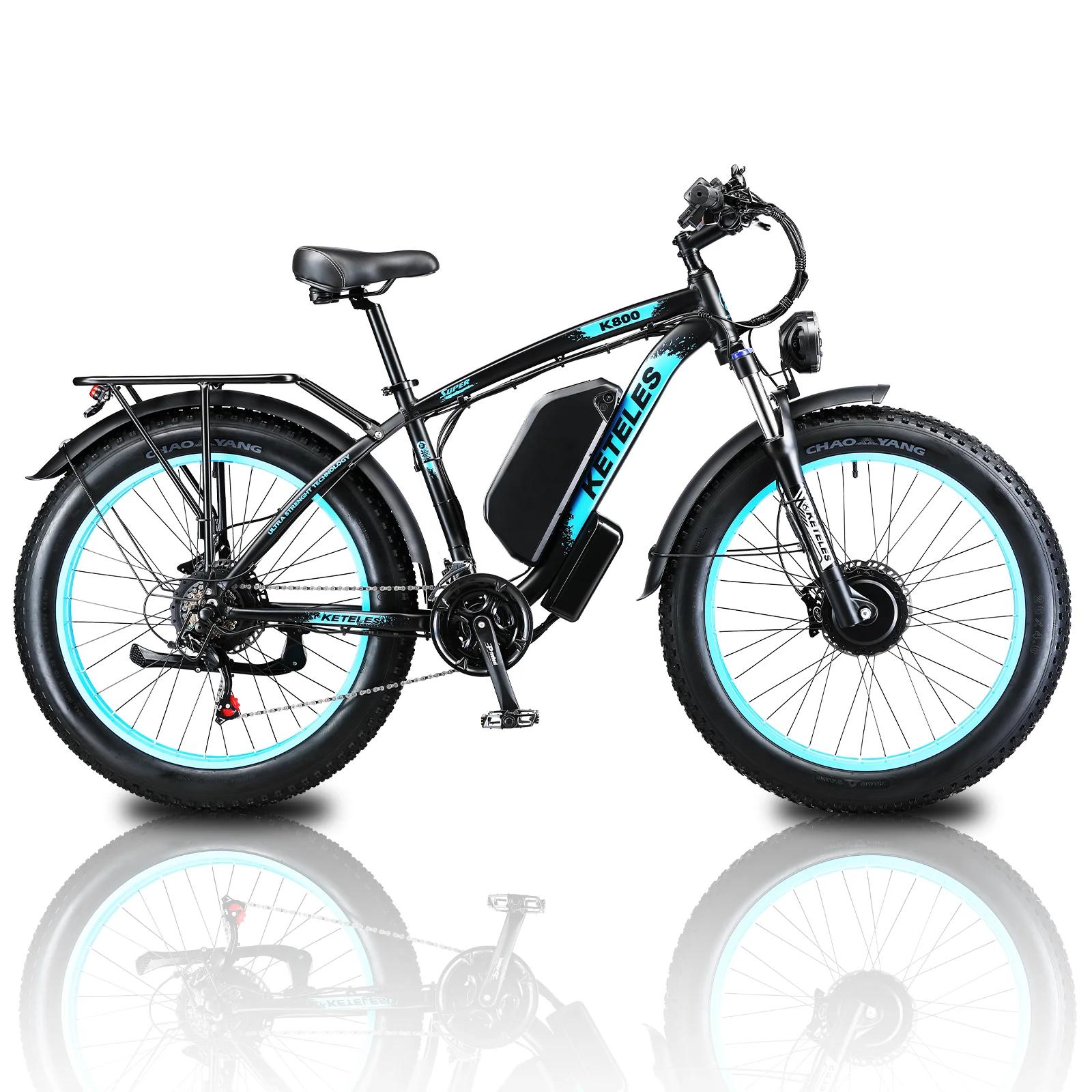 K800 elcykel för vuxna KETELES 2000W dubbelmotor Snow Mountain Fat Bike 23ah Bästa batteri 48V elektrisk hybridcykel 2000W48V23AH