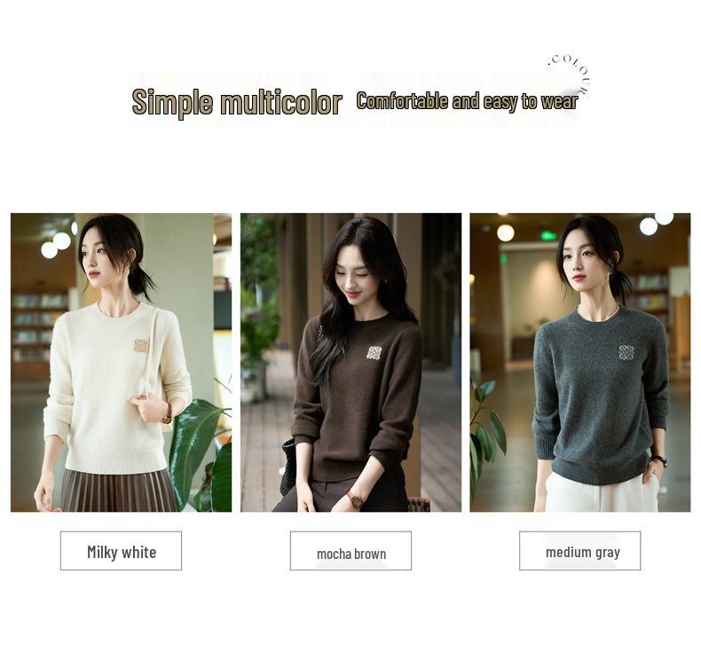 2025 Herbst Bestickter Strick Wolle Übergröße Lockerer Pullover für Damen - Langärmeliges Modeoberteil