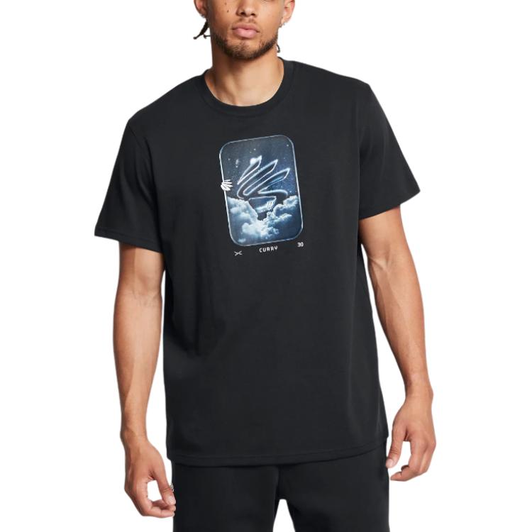 Under Armour Maglione Girocollo Morbido Comodo Tendenza Curry Manica Corta Traspirante T-Shirt Top Uomo Nero 1387108-001