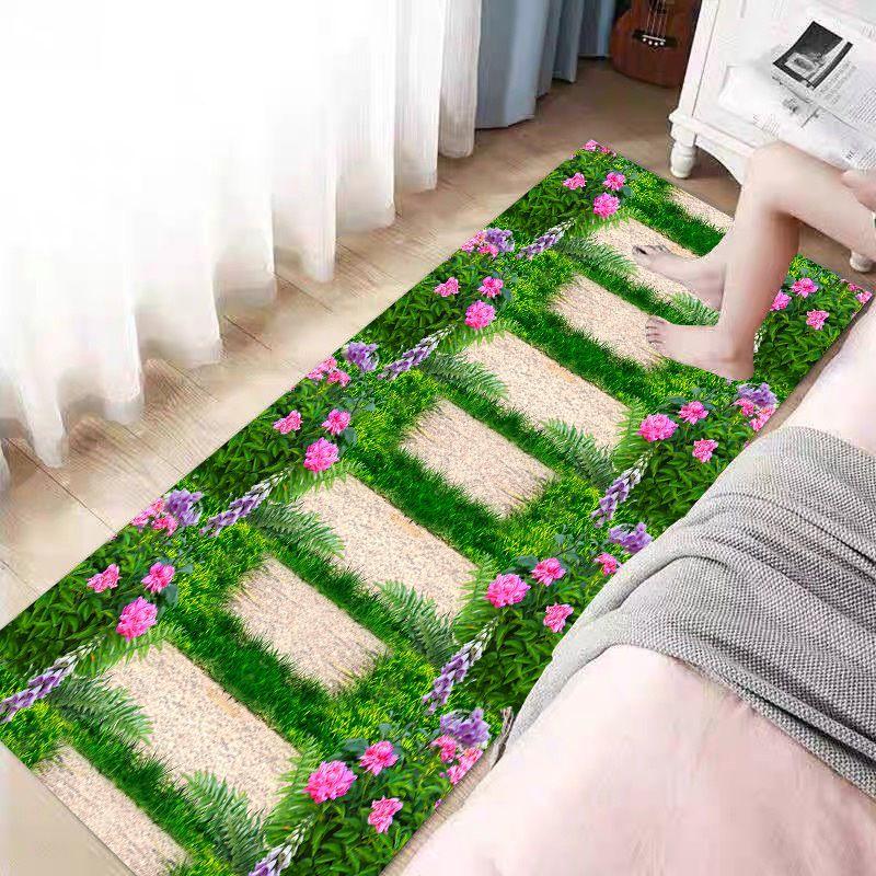Bettvorleger Schlafzimmerteppich Blumenlandschaft Bettvorleger Bodenteppich Zimmer Langer Teppich Couchtischteppich