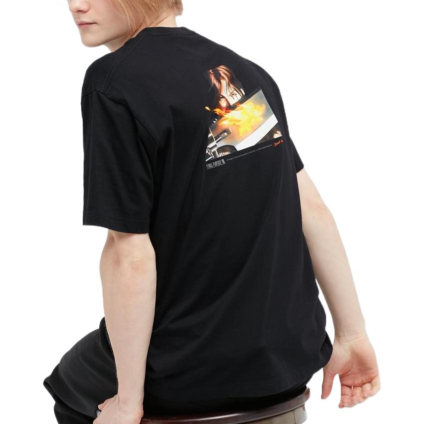Uniqlo T-shirt Stampata Personaggio Gioco Cartoon Final Fantasy VII Unisex Top Nero 449081-09