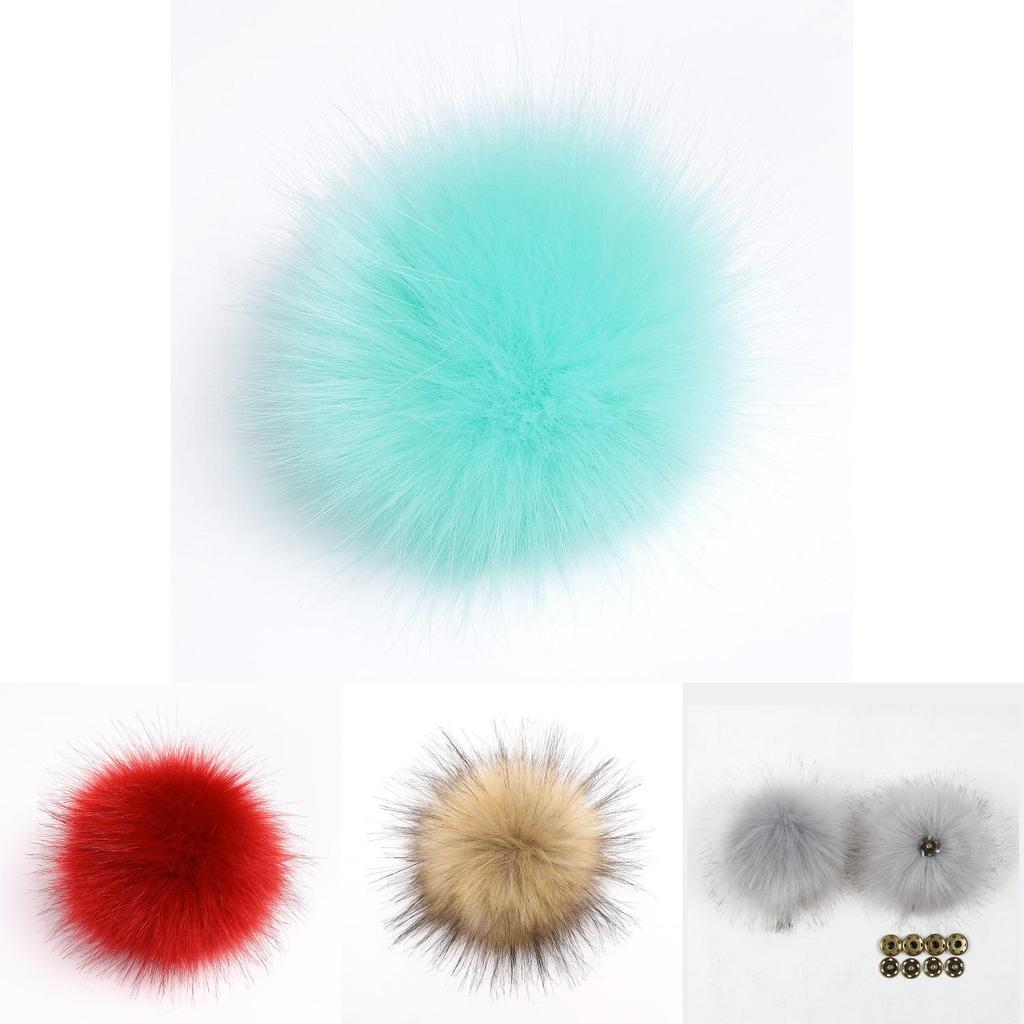 Luxurious Diy Women Faux Raccoon Fur Pom Poms Ball For Knitting Beanie Hats