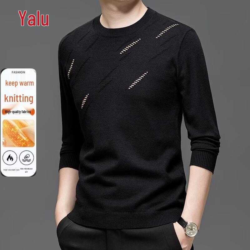 Yalu Men's Casual Crew Neck Long-Sleeve Knit Pullover