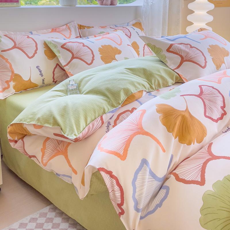 

Приятный для кожи хлопковый комплект из четырех частей, простыня из трех частей, пододеяльник, постельное белье 2.2m bed