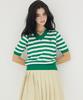 AWESOME STUDIO V-Neck Striped Knit Green