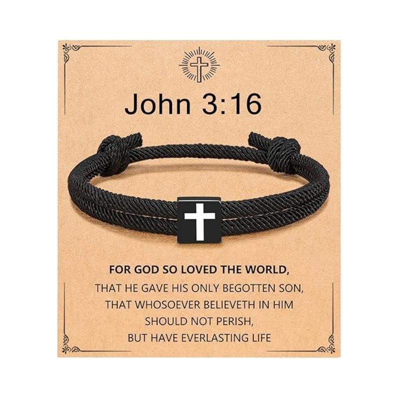 JYL TS Bracelet Men Braided  Cross Charm Safeguards Journey & Stability 2
