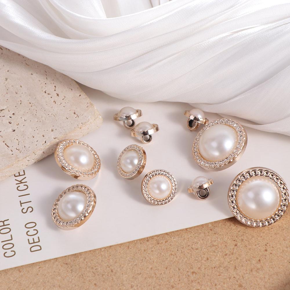 50PCS Round Pearl Buttons Shiny Sewing Button Sweater Clothing Button  Clothing Sewing