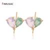DIY Earring Findings Unique Design Inlaid Zircon 14K Gold Plated Heart Shape Stud Earrings Hooks Accessories Jewelry Making
