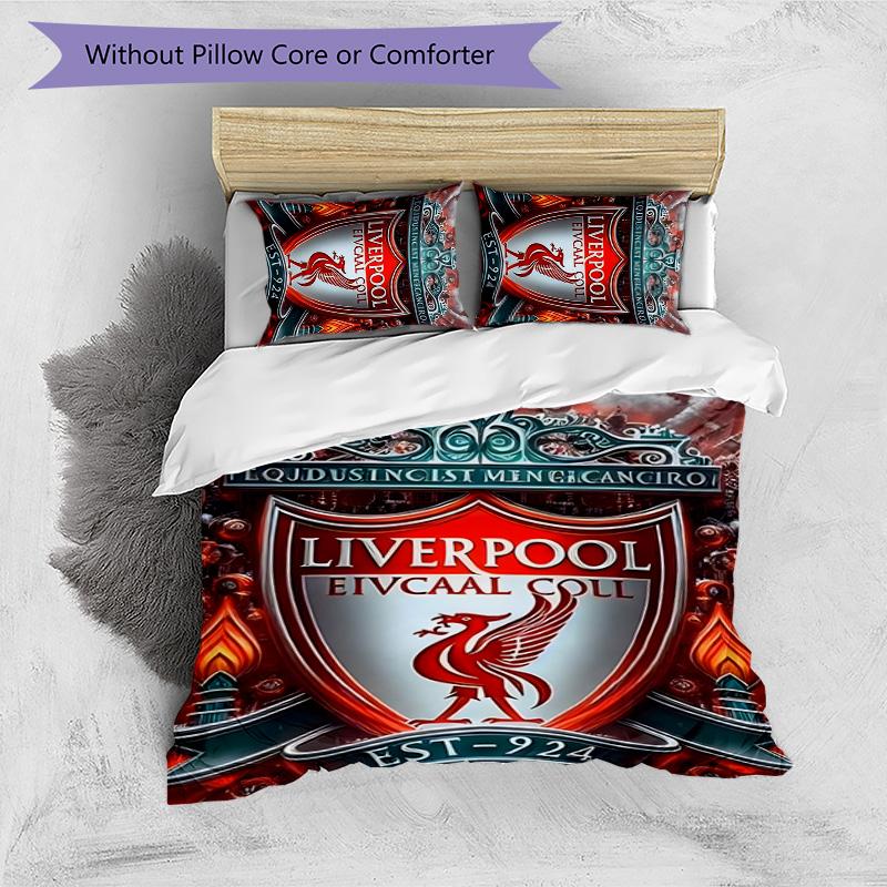 3pcs L-Liverpool (4) Design Cover Set - HD Printed Bedding with 1 Cover and 2 Pillowcases - Perfect for Home and Dorm Decor