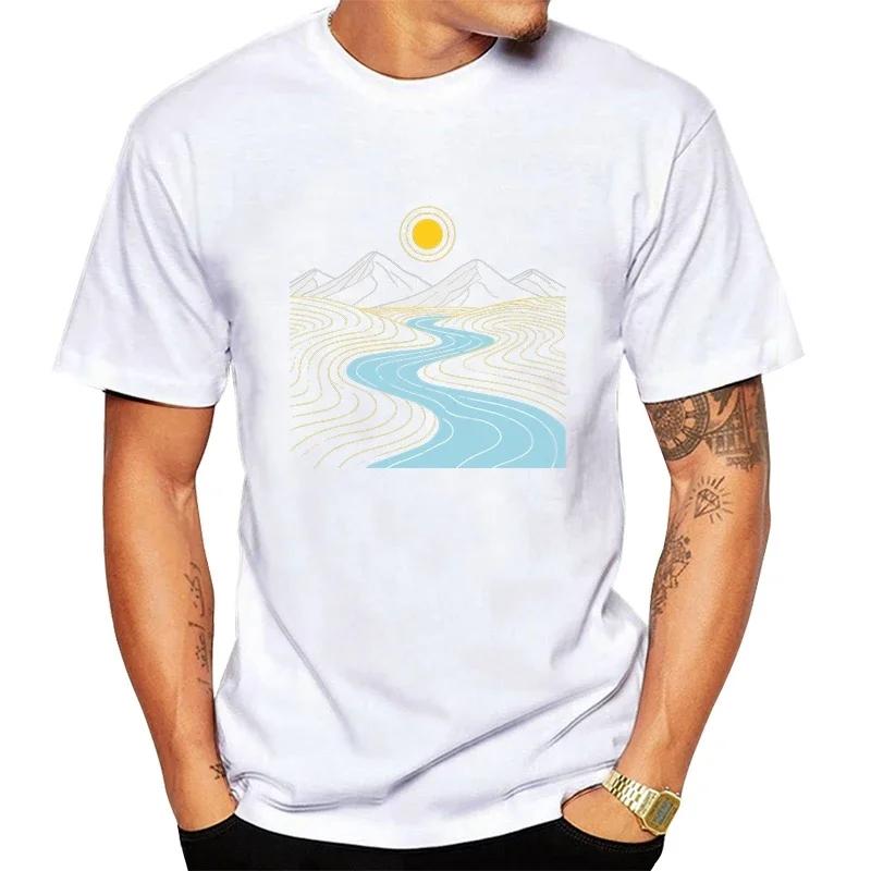 

Funny Men Natural Scenery Print T-Shirt Men s Breathable Short Sleeve Tee Crew Neck Sports Tee Top Summer Male Clothing 3XL білий