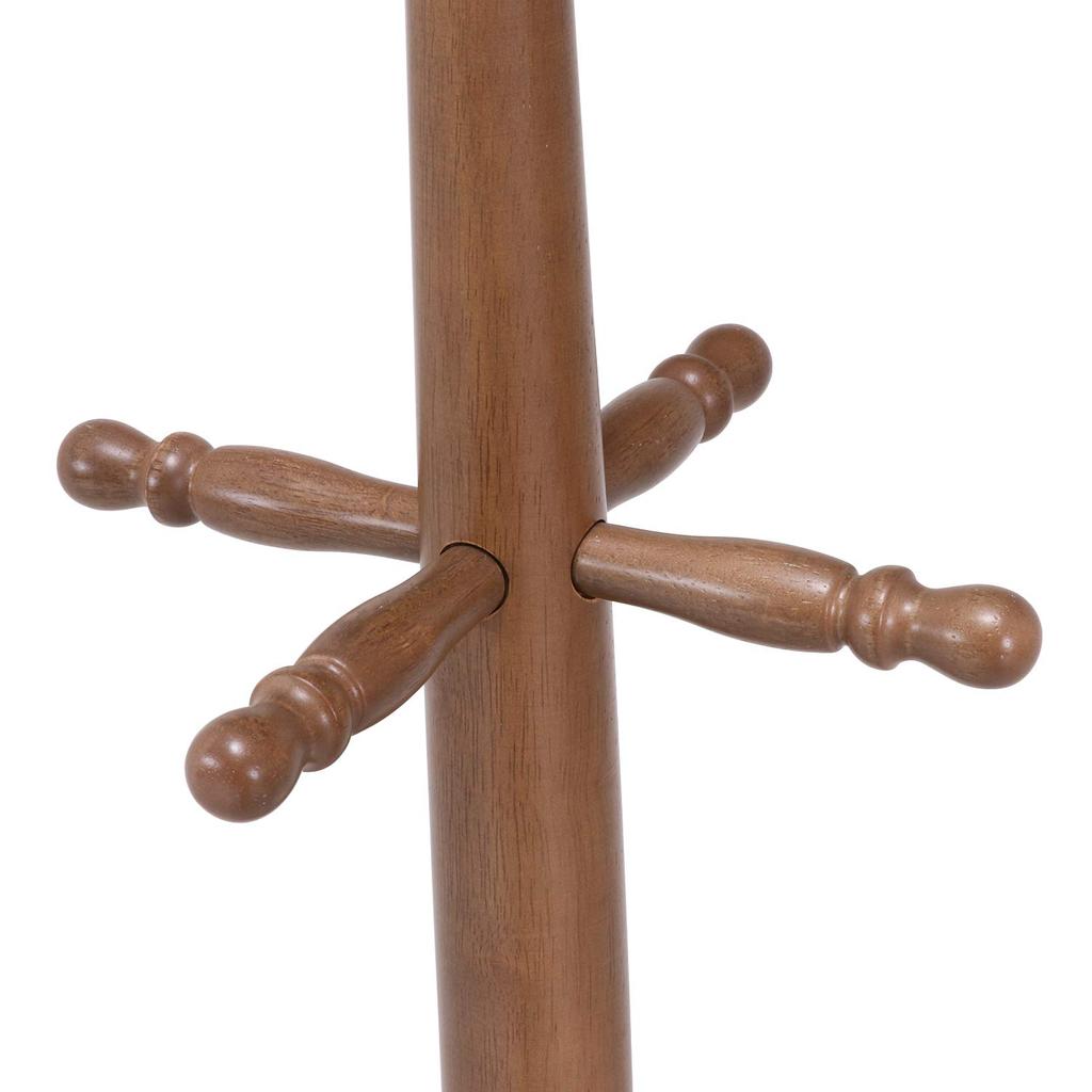 Fuji Boeki Slim Wooden Coat Hanger Rack, 50.8cm Wide x 43cm Deep x 183cm High, Dark Brown, 3-Tier Hooks, Suitable for Entryways, Product Number: 10264