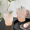 280ml Transparent Glass Cup Office Tea Cup for Loose Tea & Coffee Aesthetic Water Glass with Textured Design