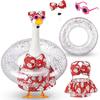 Bikini Porch Goose Outfits, Porch Goose Summer Outfits, Swimsuit with Hat Sunglasses & Swim Ring, Fit 23'' Lawn Goose Statue for Summer Outdoor Garden