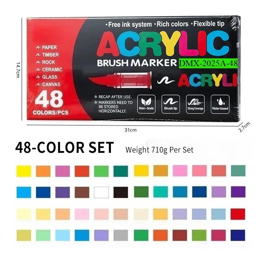 Direktflüssig-Acrylmarker-Set - Weiche Spitze, 24 oder 48 Farben, Ohne Pumpen für DIY-Graffiti und Professionelles Zeichnen