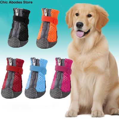 4Pcs Durable Comfortable Pet Dog Shoes Breathable Protective Dog Mesh Shoes Easy To Clean Anti-slip Dog Footwear Four Seasons