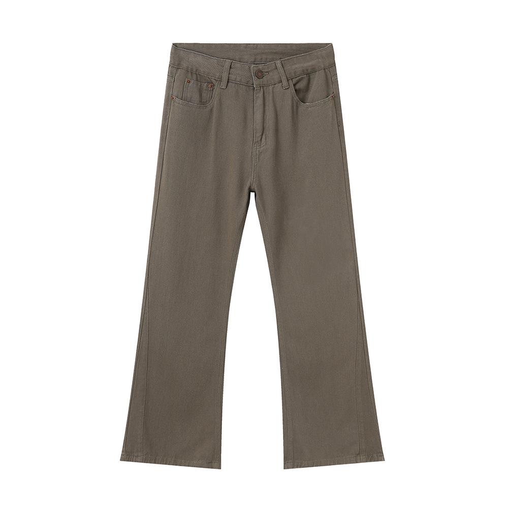 | cleanfit basic thin and slightly pulled solid color floor pants simple jeans tide