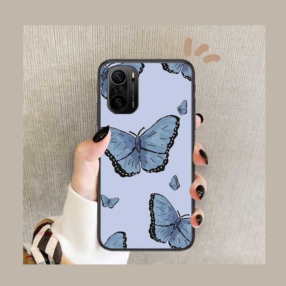 Beautiful Butterfly Pattern Phone Case For Xiaomi Redmi POCO F1 F2 F3 X3 Pro M3 9C 10T Lite NFC Black Cover Silicone Back Prett