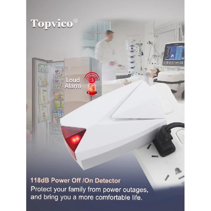 Topvico Bezdrátový detektor vypnutí / zapnutí napájení AC 220V Alarm výpadku / zkratu Testovací senzor Domácí alarm rozvodny
