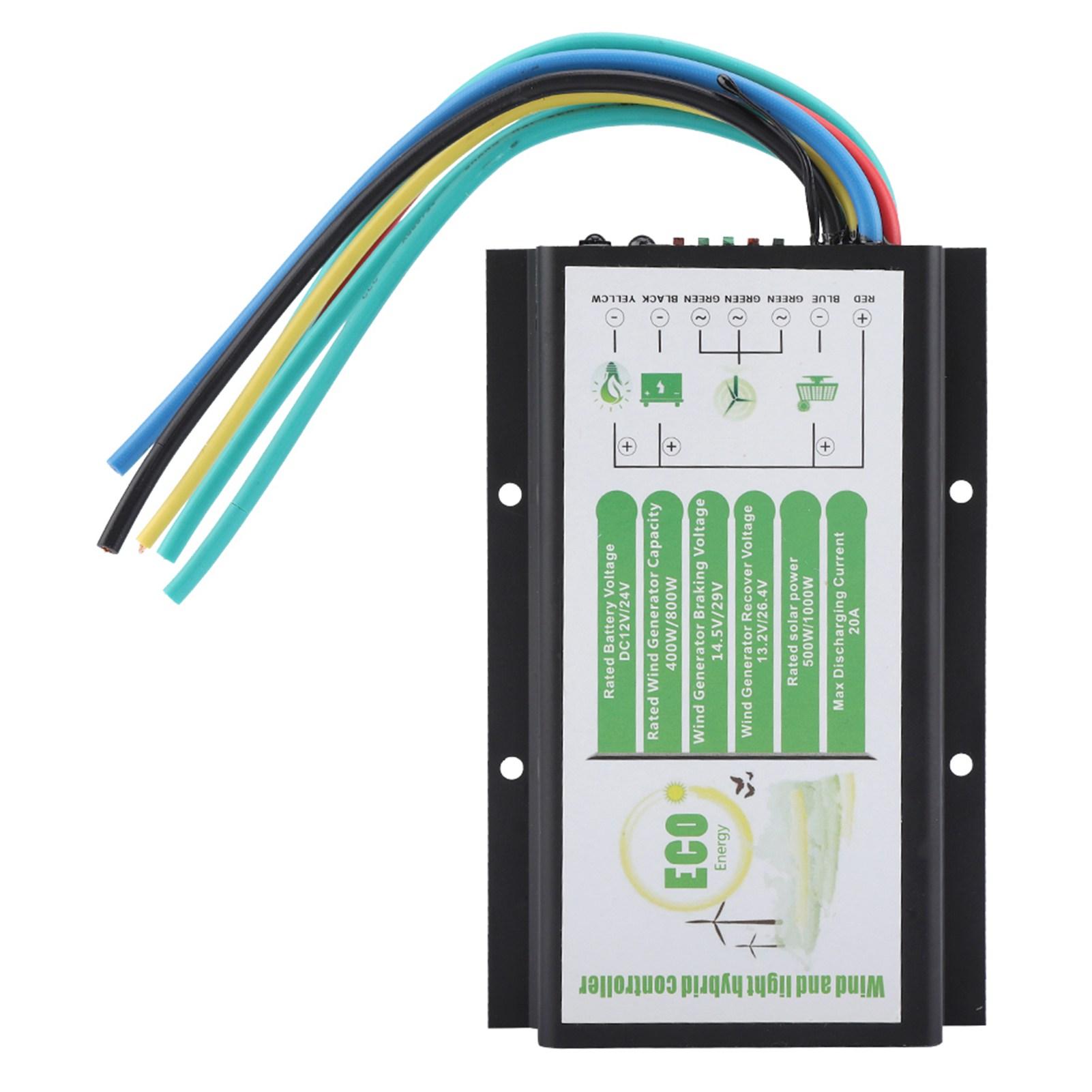 Wind Solar Controller, 12V 24V 400W 800W Charging Mode with Temperature Compensation, for Wind Solar Panel Battery System