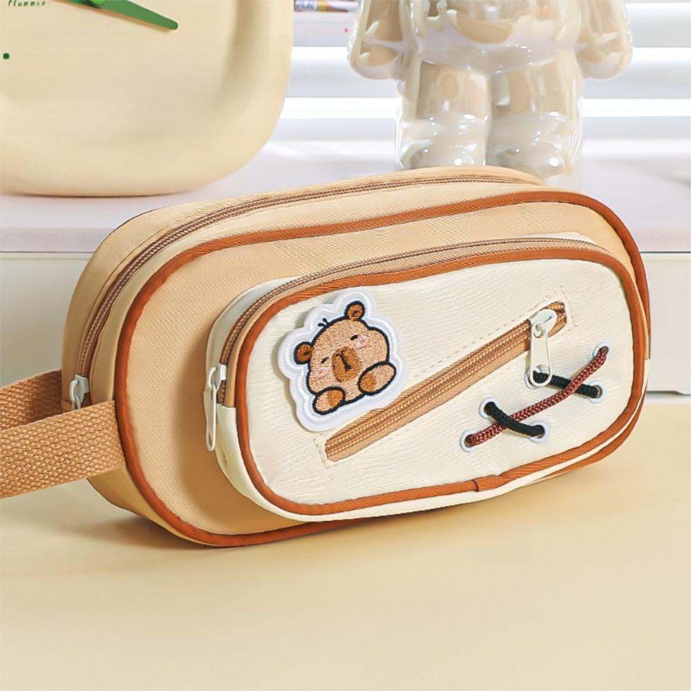 Large Capacity Pen Bag Hand-held Pencil Bags Dopamine Contrast Pencil Case  School Office Supplies
