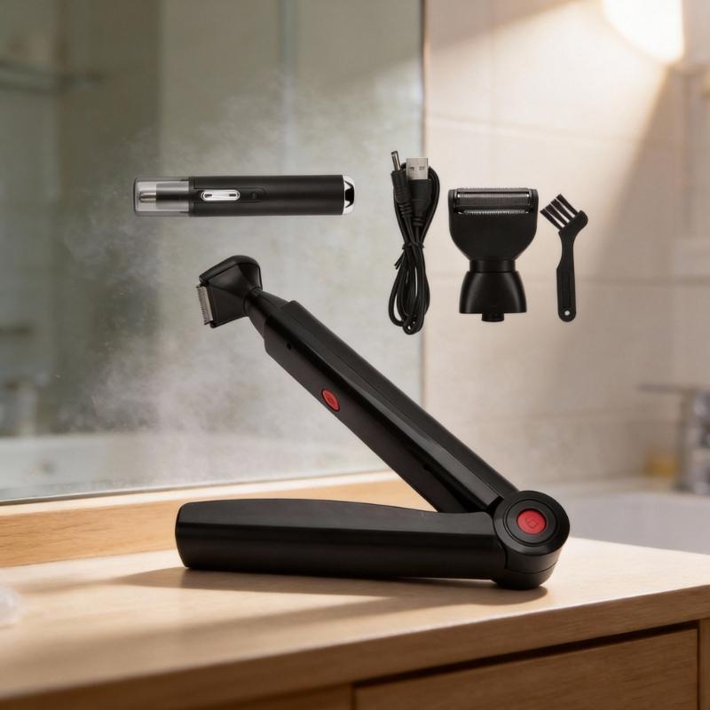 Nastavitelný odstraňovač chloupků na zádech s prodlužovací rukojetí 46 cm a otočnou hlavou o 180° pro hladké oholení